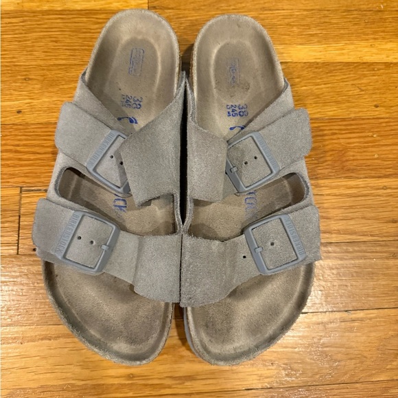 Birkenstock Gray Suede Buckle Sandals size 38 - Picture 1 of 4